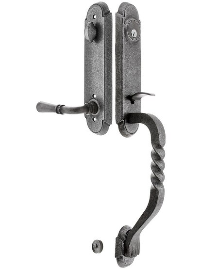 San Carlos Grip Wrought Steel Tubular Handleset With Normandy Lever - Right-Handed in Antique Steel.